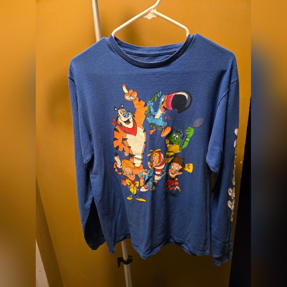 Vintage Blue Long Sleeve Cartoon Tee